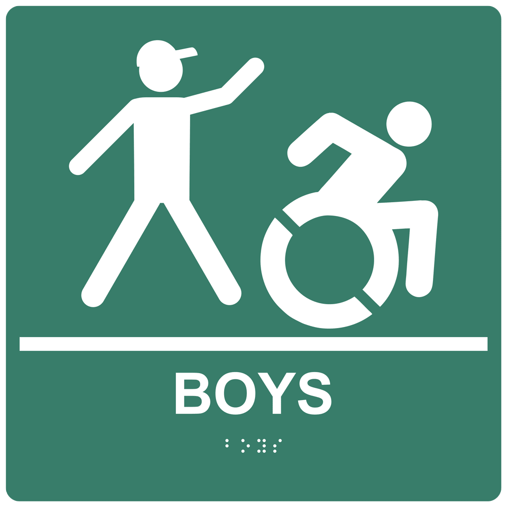 Boys (Braille = Boys) Sign RRE-160R-99_WHTonPNGRN