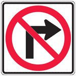 Reflective Federal MUTCD R3-1 No Right Turn Symbol Sign CS324029