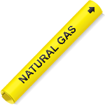 Coiled Black-on-Yellow Natural Gas Pipe Marker