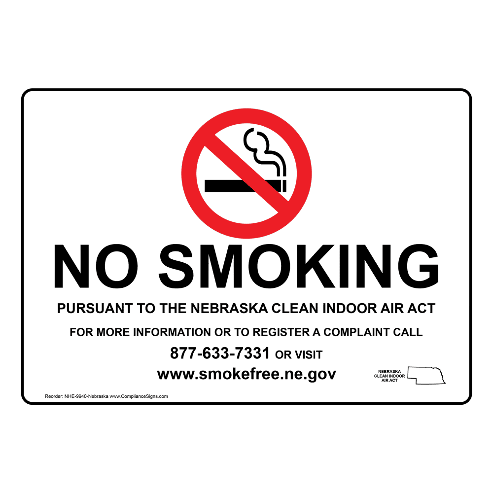 No Smoking Clean Indoor Air Act Sign NHE-9940-Nebraska No Smoking