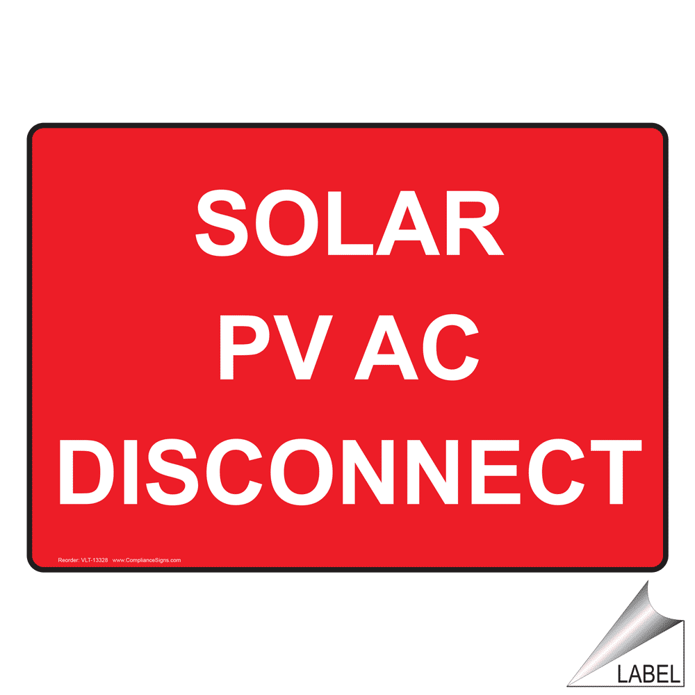 PV Solar Labels UV Resistant Photovoltiac AC Disconnect 