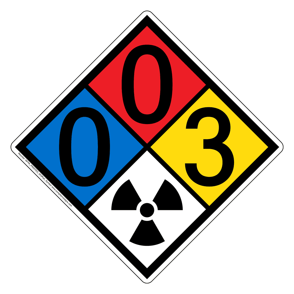 NFPA Diamond 0 0 3 Radiation Symbol Hazard Label Signs
