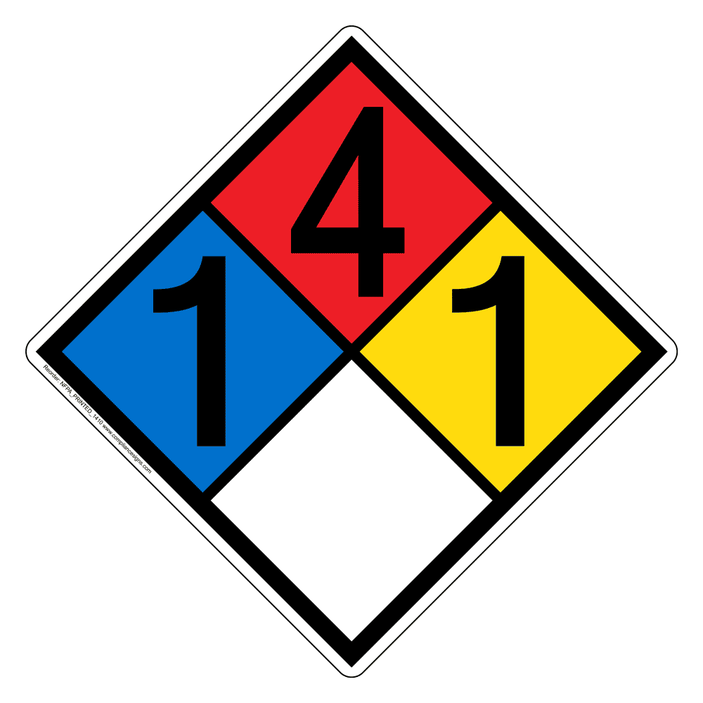NFPA Diamond 1 4 1 0 Hazard Label Signs