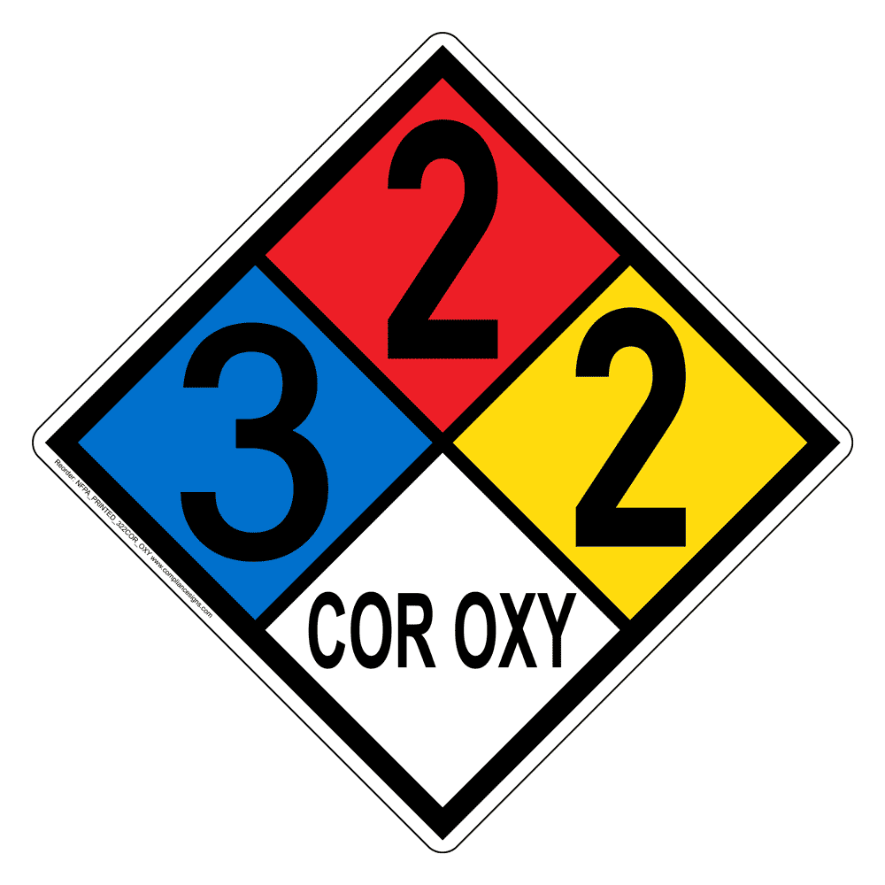 NFPA 704 Sign (3-2-2-COR_OXY) - Corrosive Oxidizing Agent