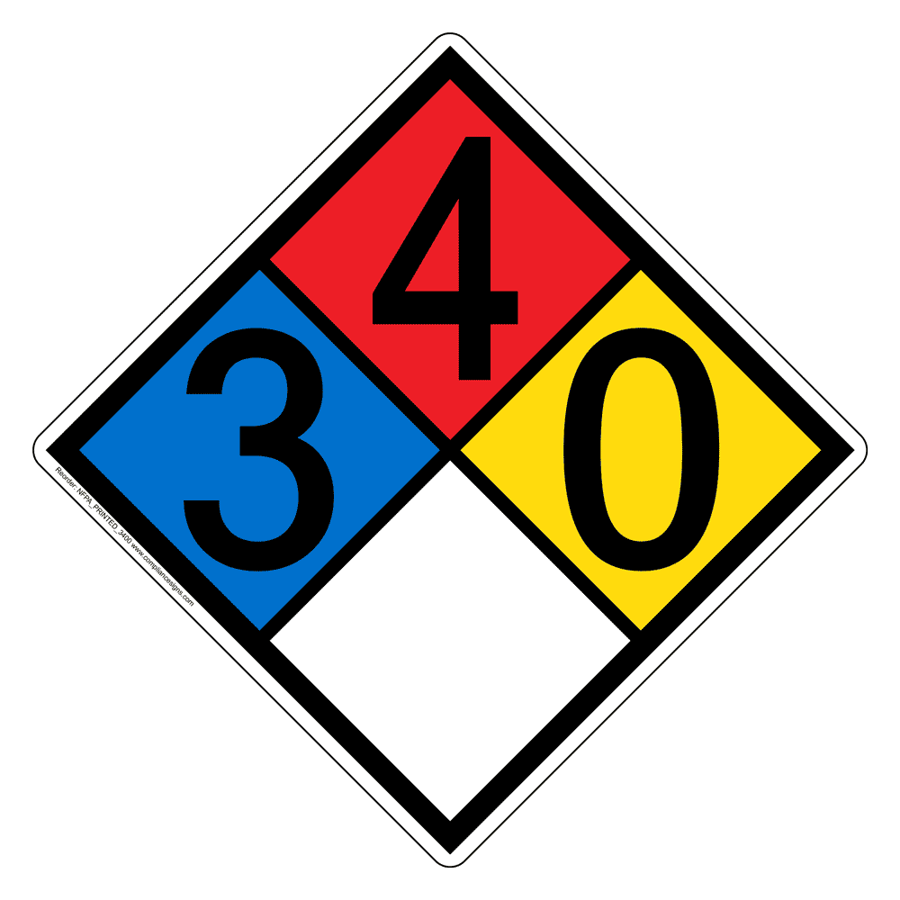 NFPA 704 Diamond Sign (3-4-0-0) - Extreme Flammability