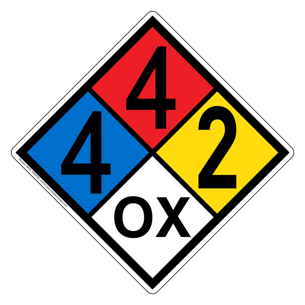 Nfpa Diamond 4 4 2 Ox Hazard Label Signs Oxidizer Agent