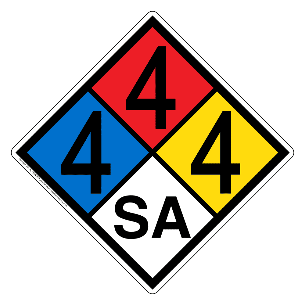 NFPA 704 Diamond Sign (4-4-4-SA) - Asphyxiant Hazmat Label