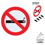 No Smoking E-Cigarettes Symbol Label Prohib-1096-SYM-Clear-Reverse