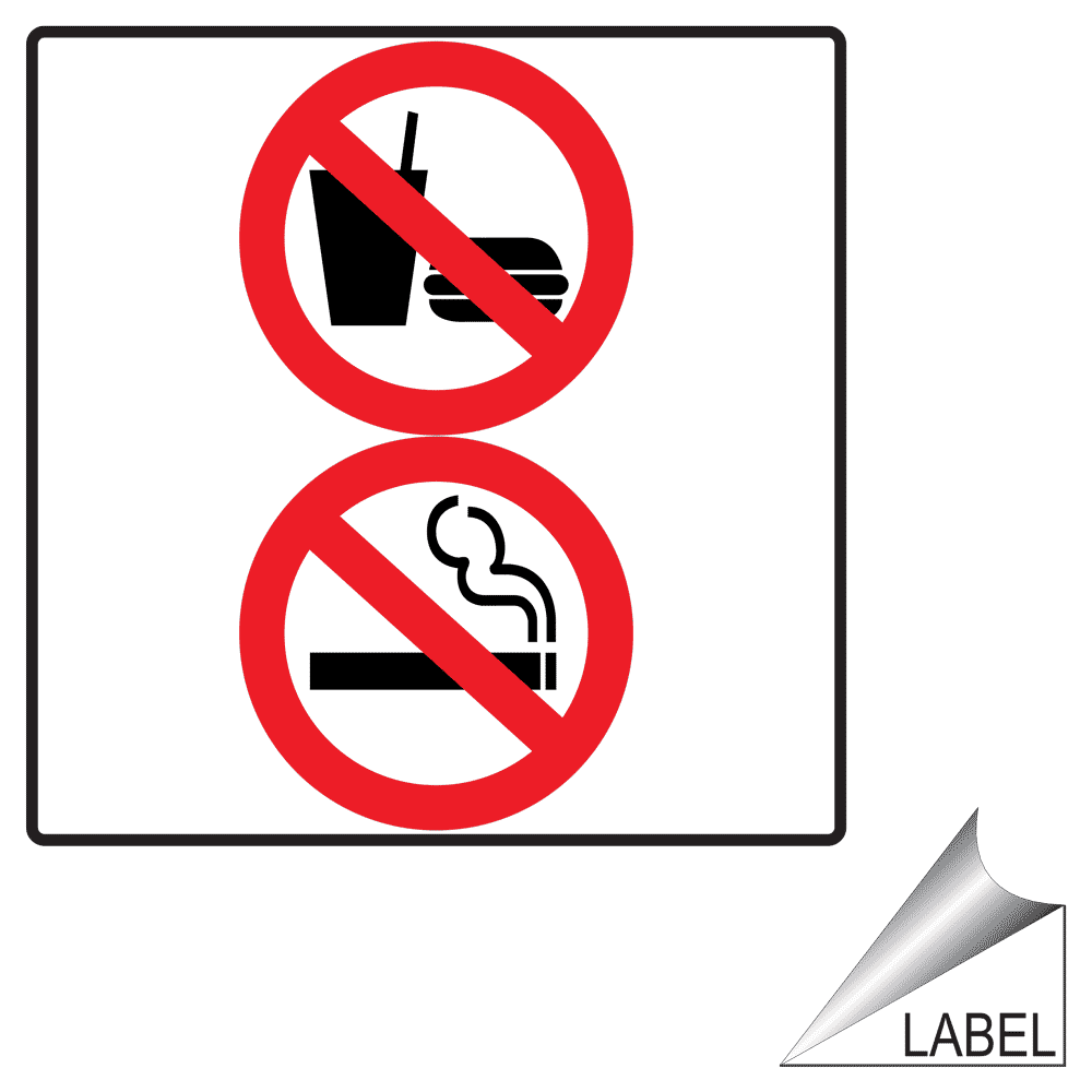 PRNT1003 NO SMOKING EATING DRINKING 1-2x printed self-adhesive stickers 