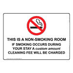 Non-Smoking Room Custom Cleaning Fee Charged Sign NHE-18146 No Smoking