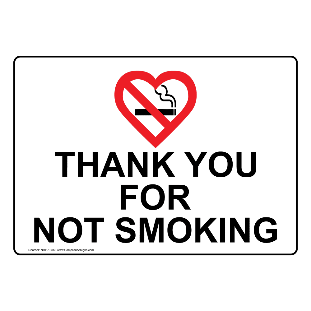 Thank you for not smoking Grazie per non fumare etichetta sticker 13cm x 5cm 