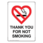 Portrait Thank You For Not Smoking Sign With Symbol NHEP-19560