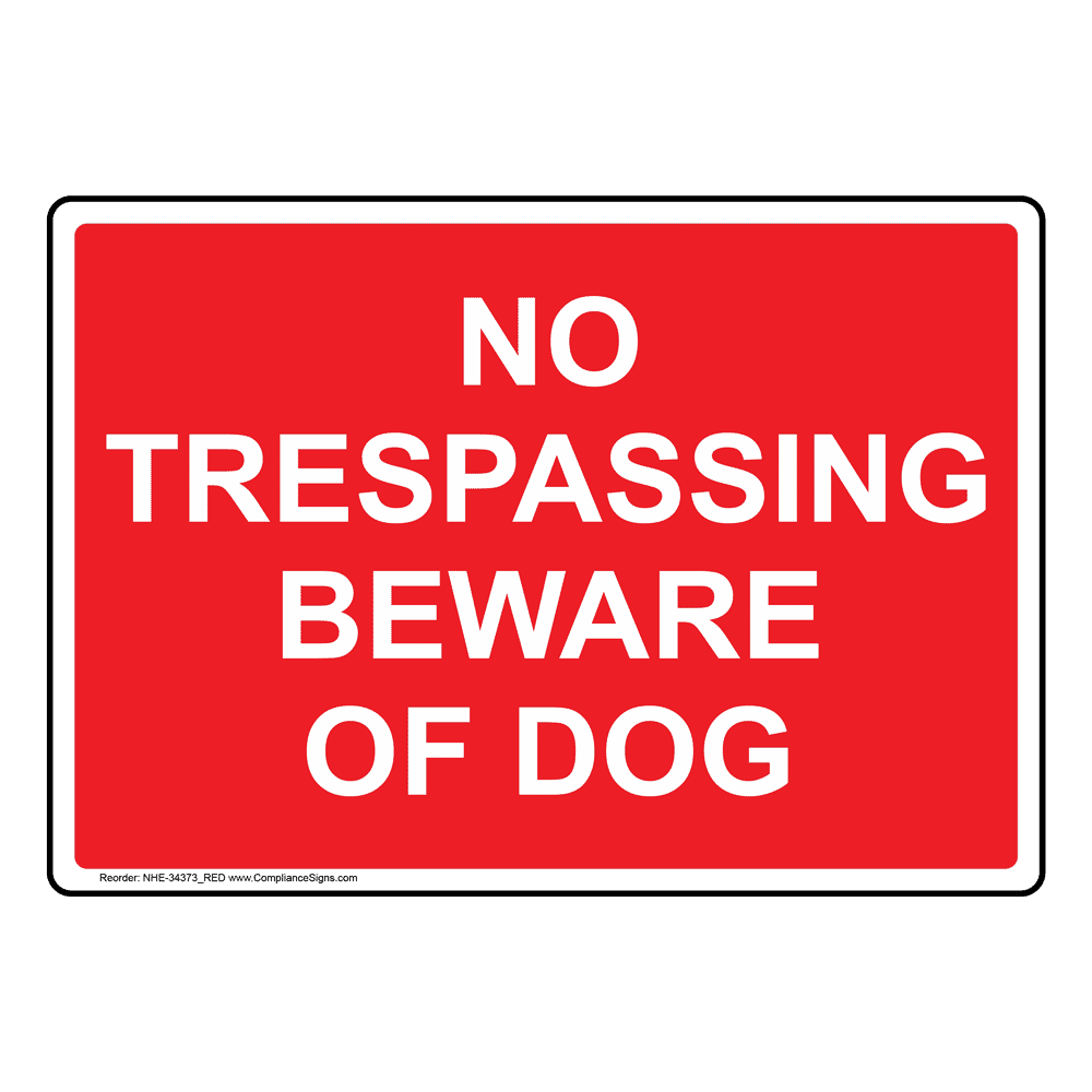 12" x 3" Warning No Trespassing Aluminum Dog Sign or Vinyl Sticker