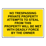 No Trespassing Private Property Attempts Sign NHE-34429_YLW