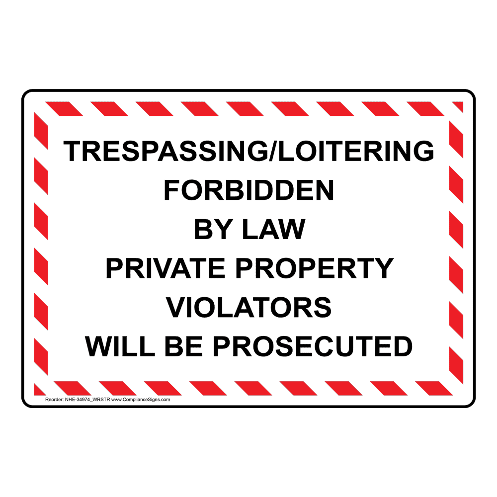 No Trespassing Sign Trespassing Loitering Forbidden By Law