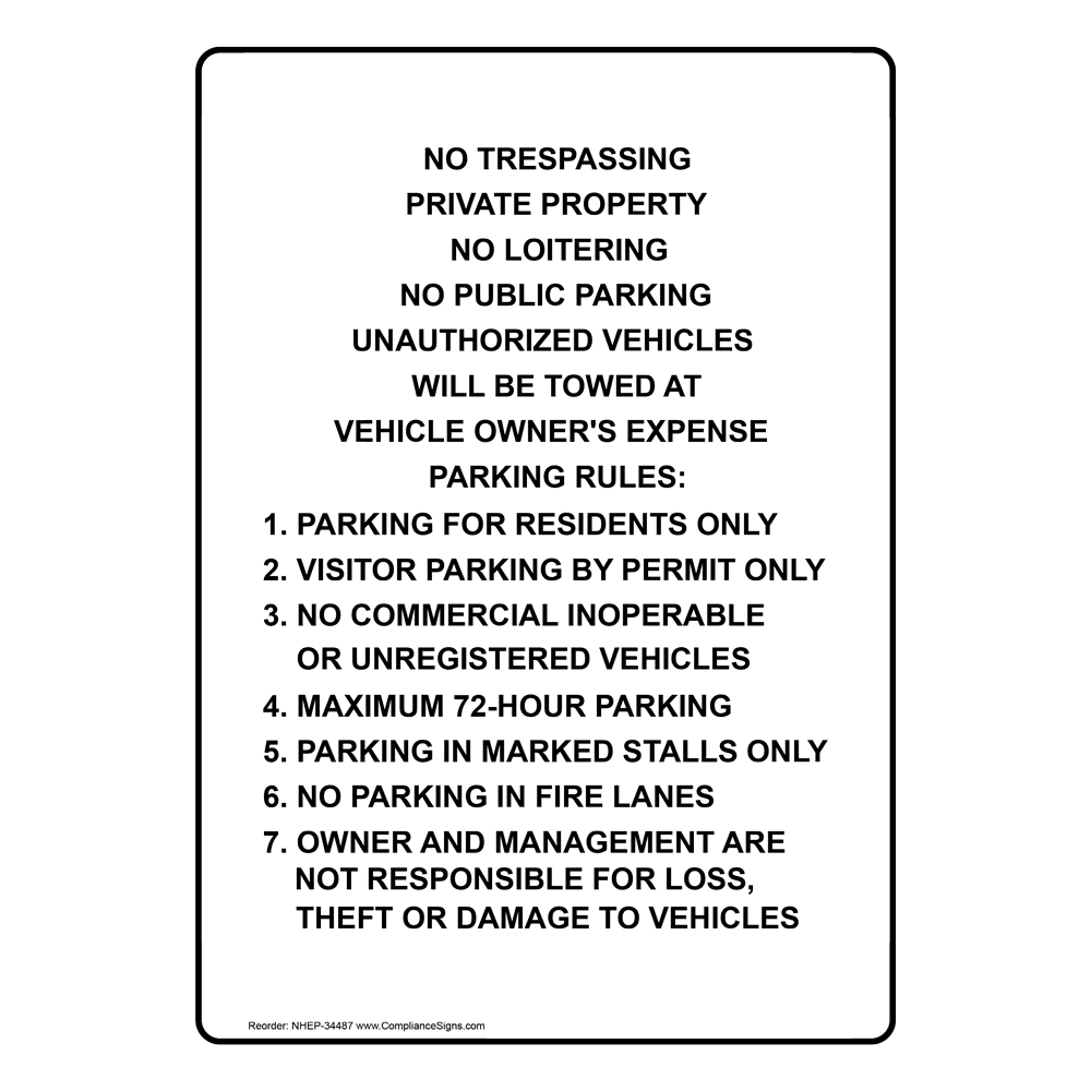 Vertical White No Trespassing Private Property No Sign or Label