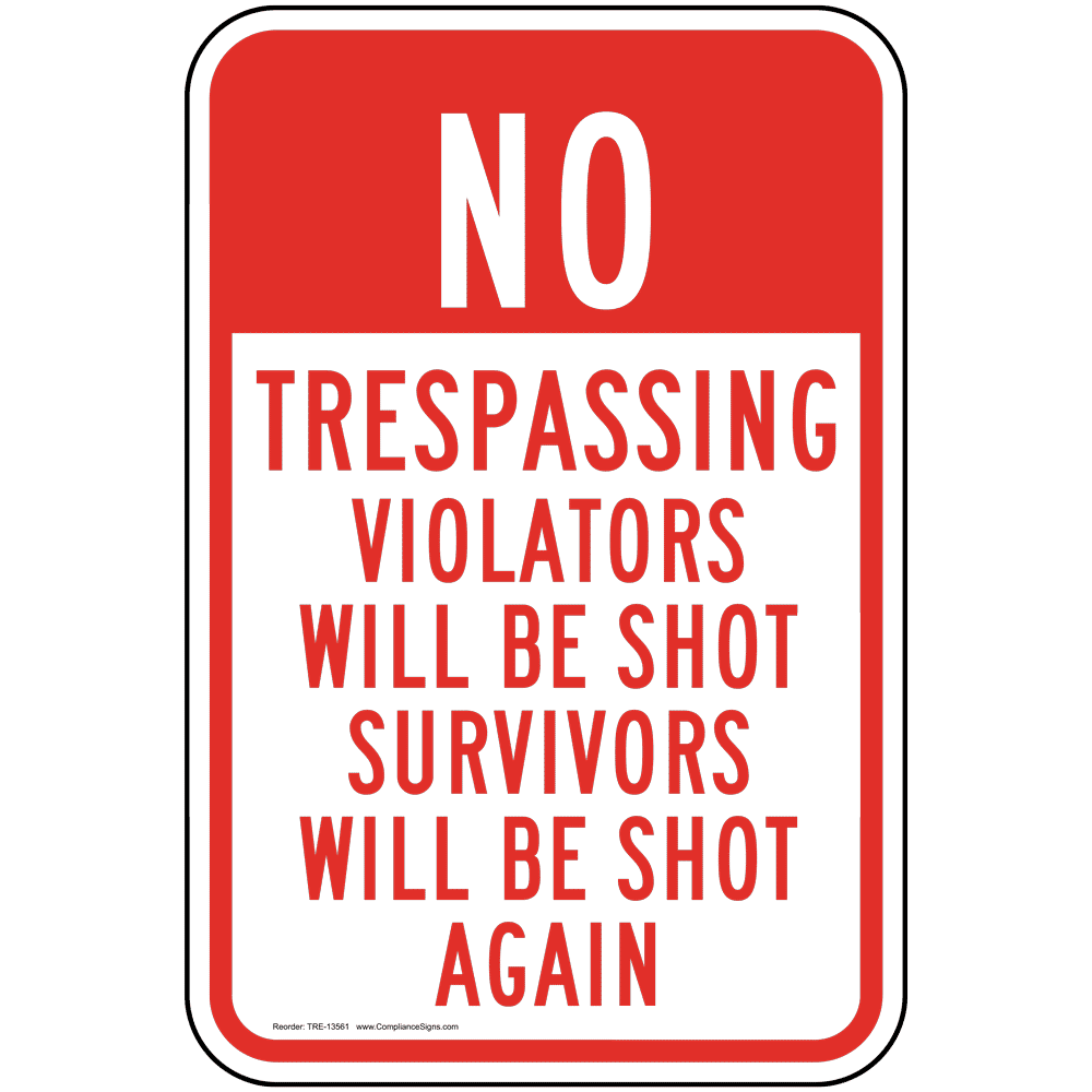 No Trespassing Violators Será Shot Pequeño Letrero de Metal 200mm x 150mm Og 