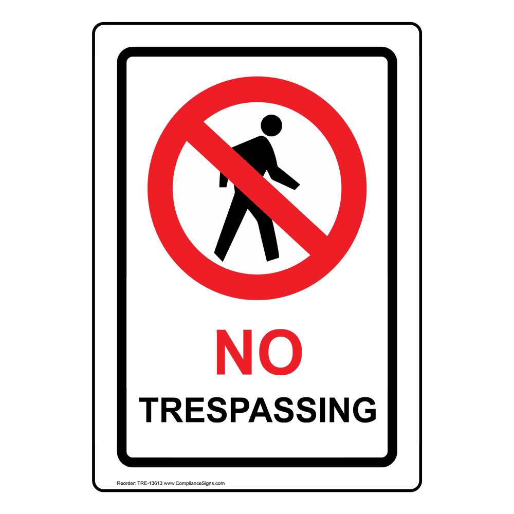 White No Trespassing Sign Vertical Varied Sizes