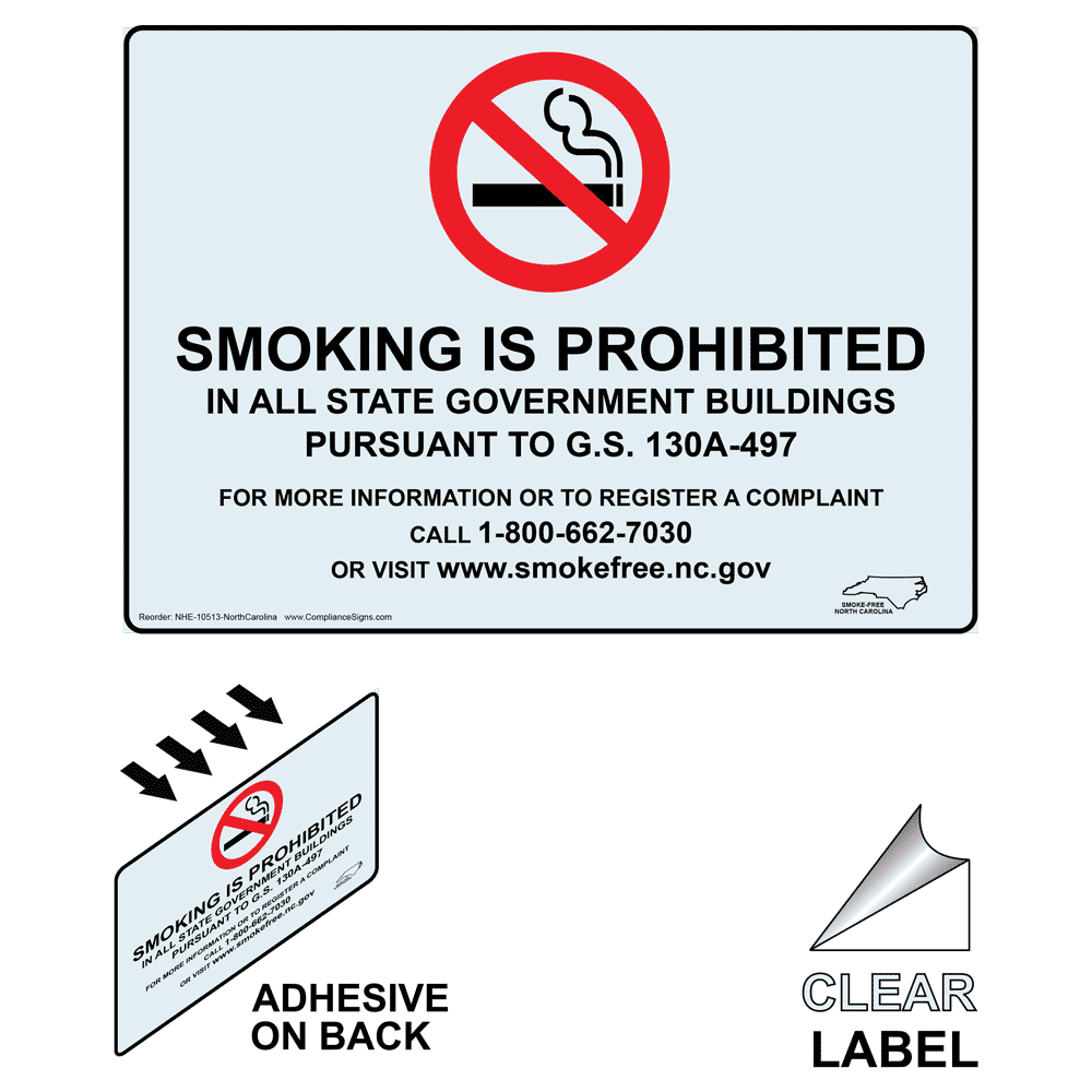 Smoking Prohibited State Buildings Label NHE-10513-NorthCarolina
