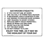 Bathroom Etiquette 1. If You Can Not Aim, Sit Sign NHE-37163