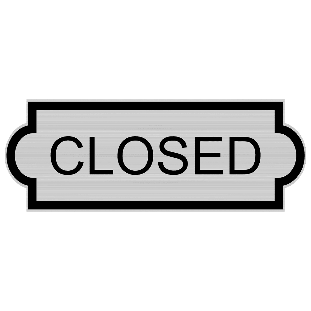 Closed Black on Silver Engraved Sign EGRE-17946-BLKonSLVR