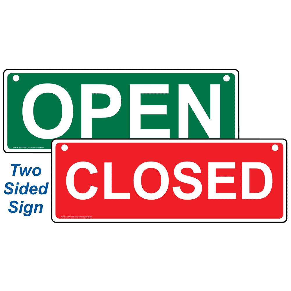 Rectangle Red Open - Closed Sign or Label