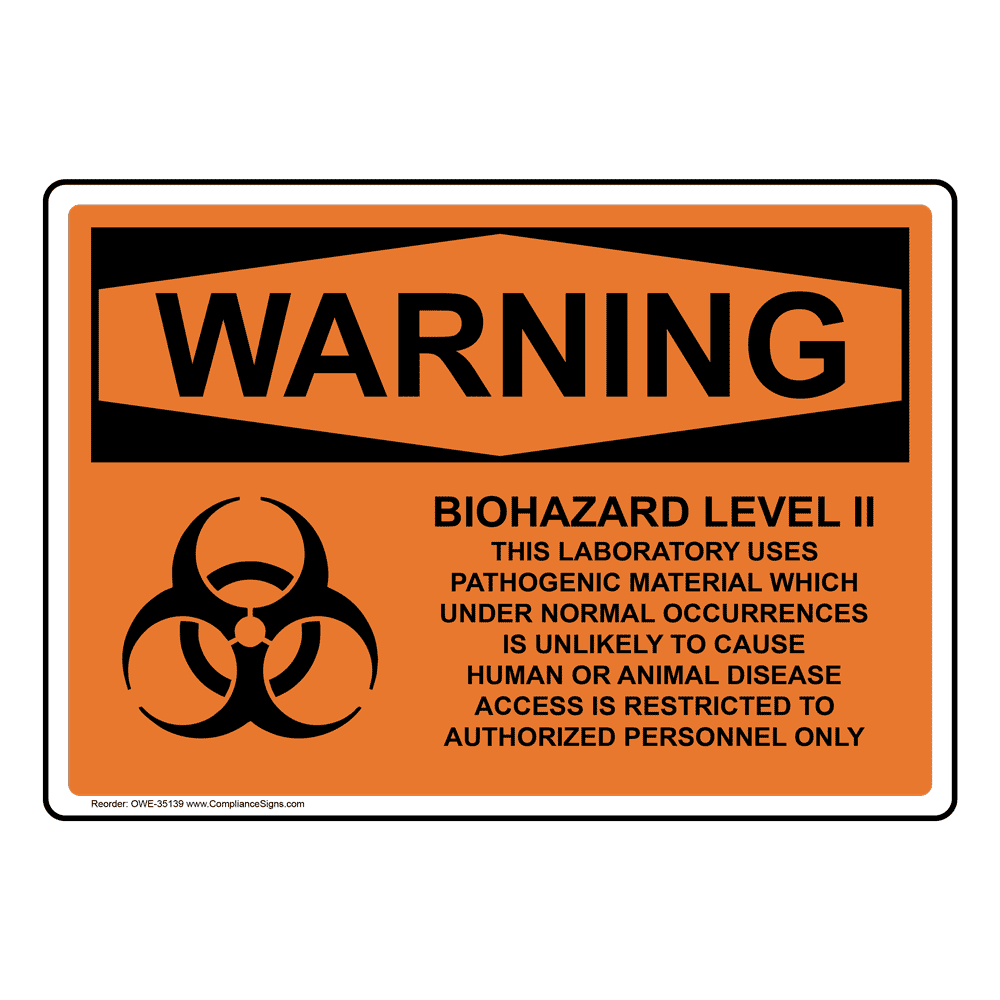 Made in The USA Warehouse Rigid Plastic Sign Biohazard Level II This Laboratory with Symbol OSHA Waring Sign Work Site Protect Your Business 