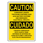 OSHA CAUTION Corrosive Liquids Bilingual Sign OCB-8513-R Battery