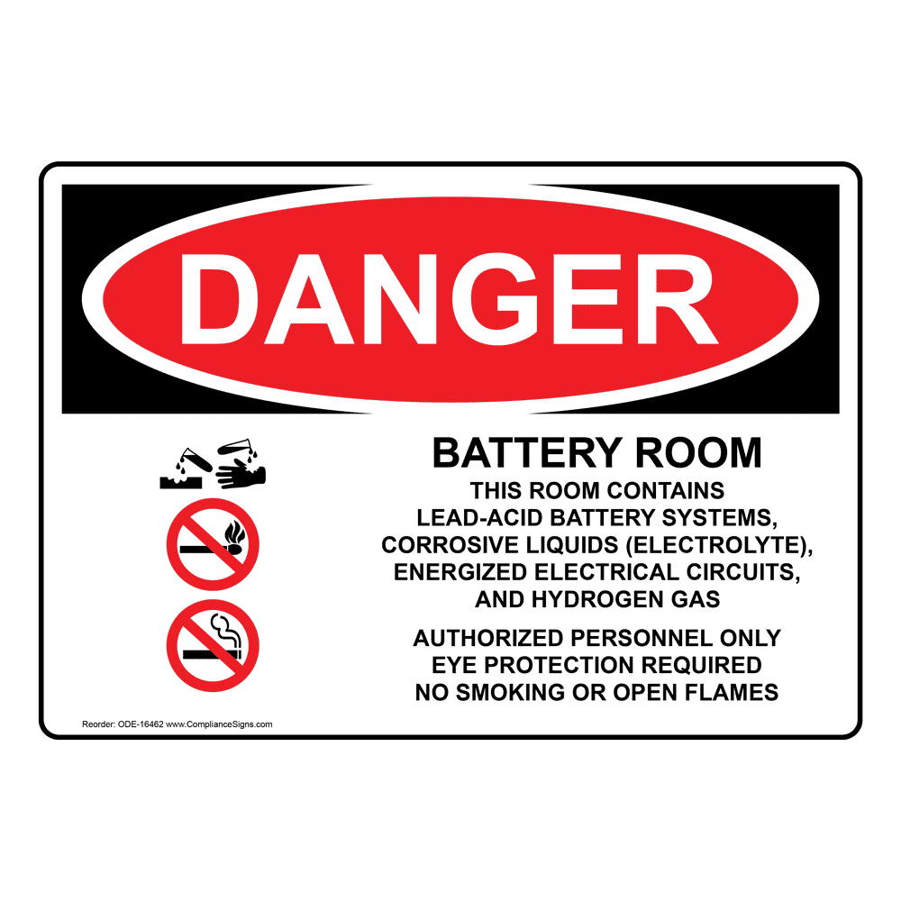 Danger Risk of Battery Explosion Sticker large warning oh&s compliant 