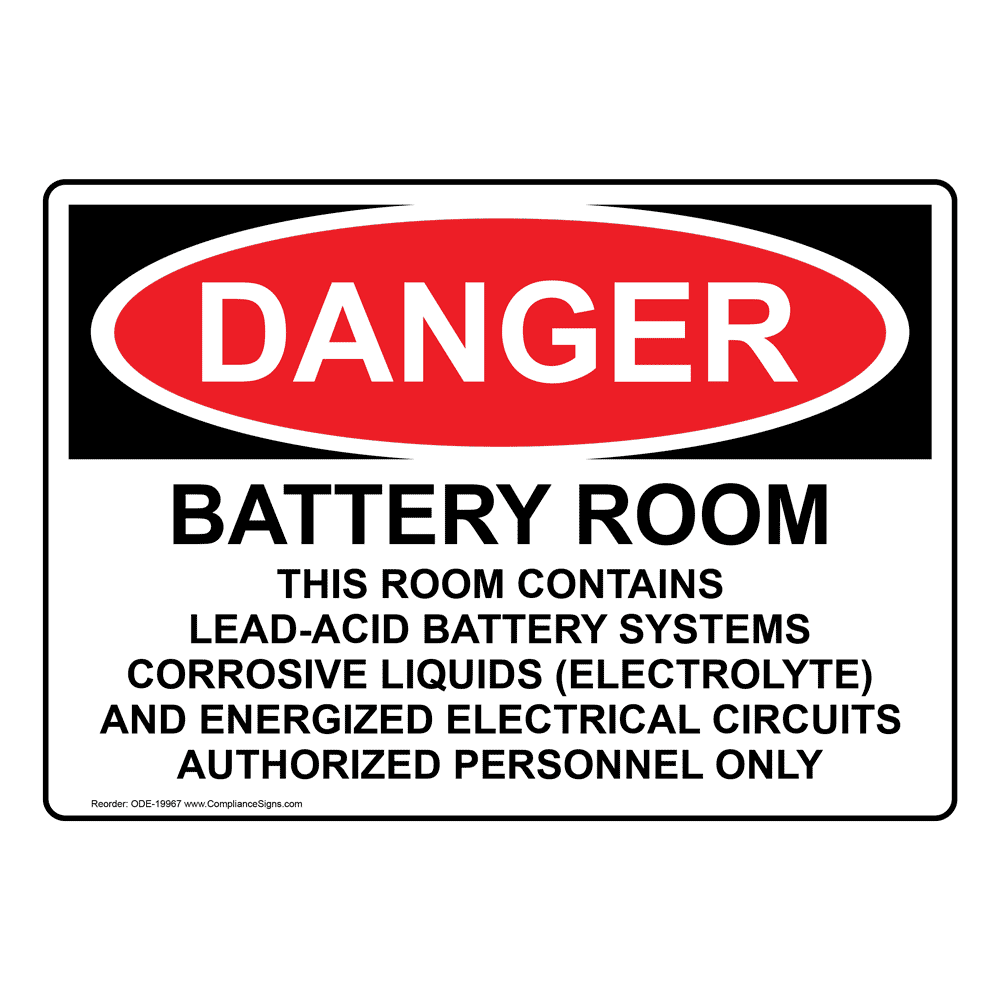 Safety Storing Batteries Danger Caution Battery Storage Area Sign Size Options 