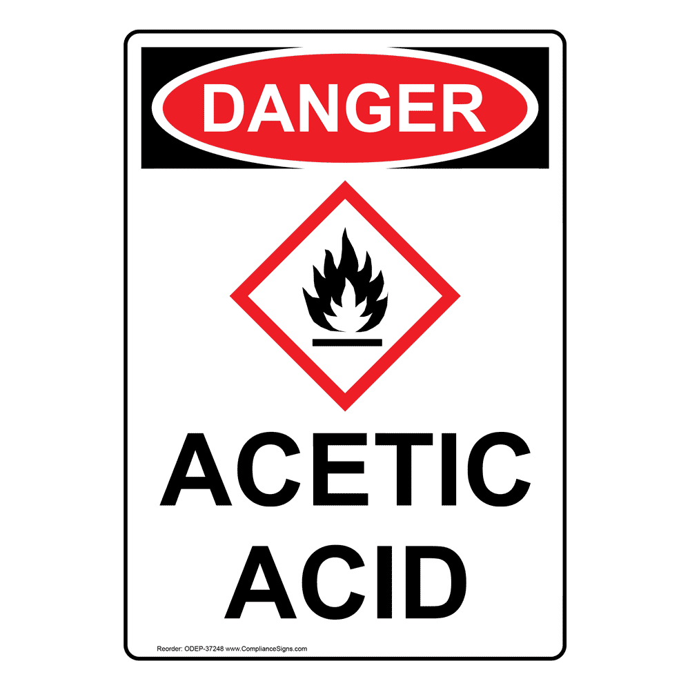 Danger: Acid Sign - OSHA, 14 x 10 Vinyl Permanent Adhesive (.0034)