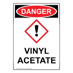Portrait OSHA Vinyl Acetate Sign With GHS Symbol ODEP-37452