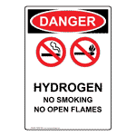 Portrait OSHA Hydrogen No Smoking Sign With Symbol ODEP-3935
