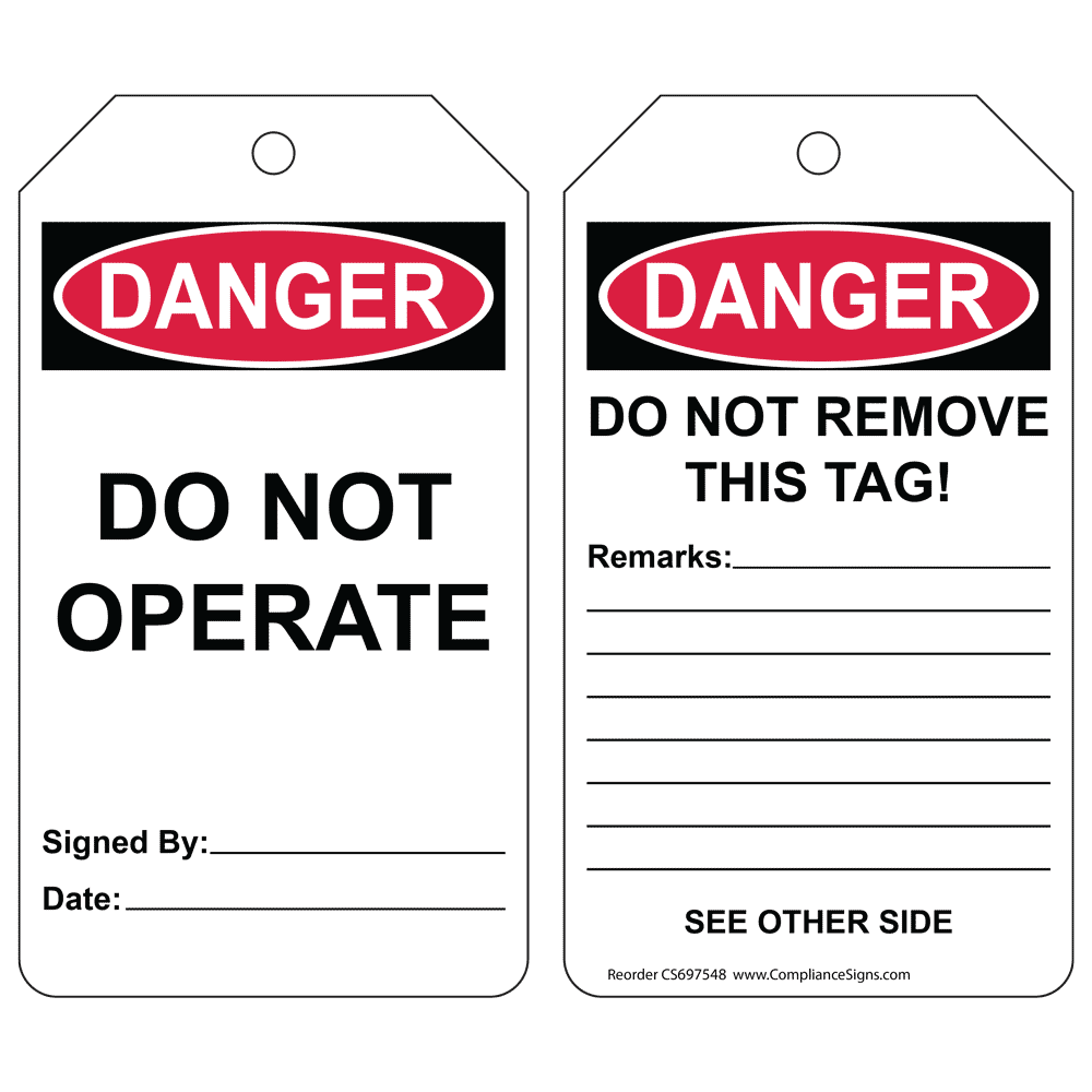 Danger Do Not Operate Tags 50pck 