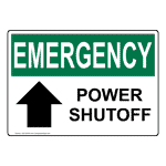 OSHA Power Shutoff [Up Arrow] Sign With Symbol OEE-28746