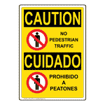 OSHA CAUTION No Pedestrian Traffic Bilingual Sign OCB-4750