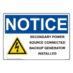 OSHA Secondary Power Source Sign With Symbol ONE-28607