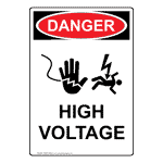 Portrait OSHA High Voltage Sign With Symbol ODEP-28580