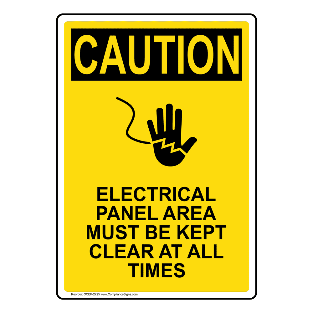 Vertical Electrical Panel Area Sign - OSHA CAUTION