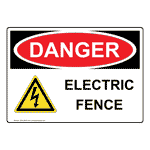 OSHA Electric Fence Sign With Symbol ODE-28618