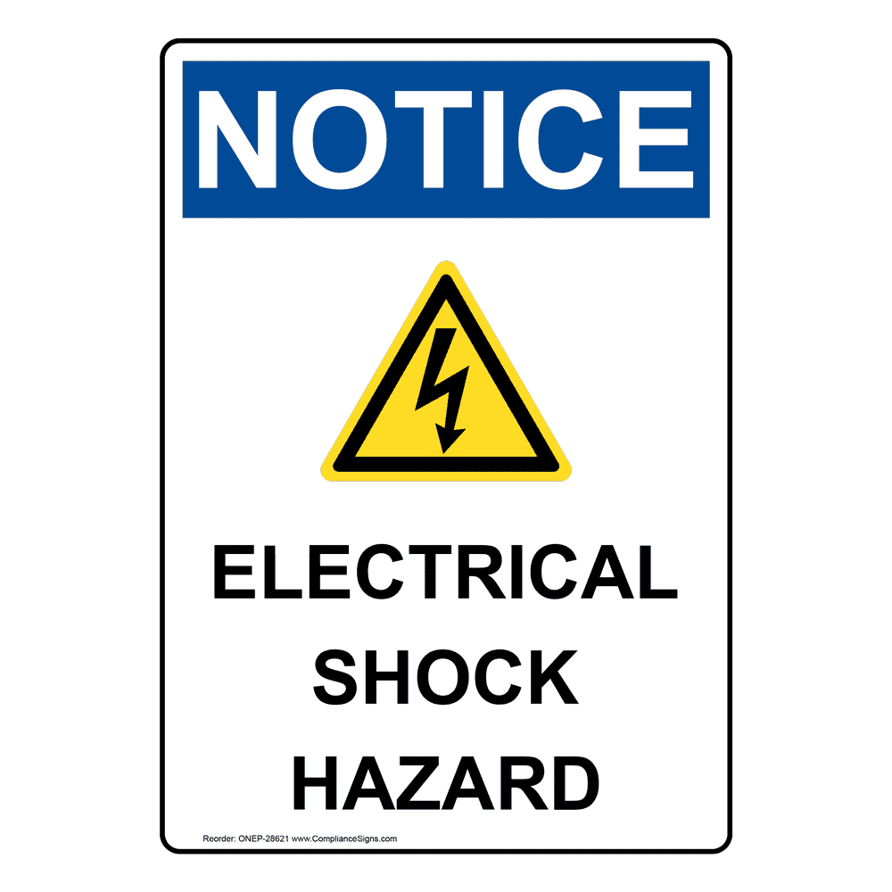 Vertical Electrical Shock Hazard Sign - OSHA NOTICE