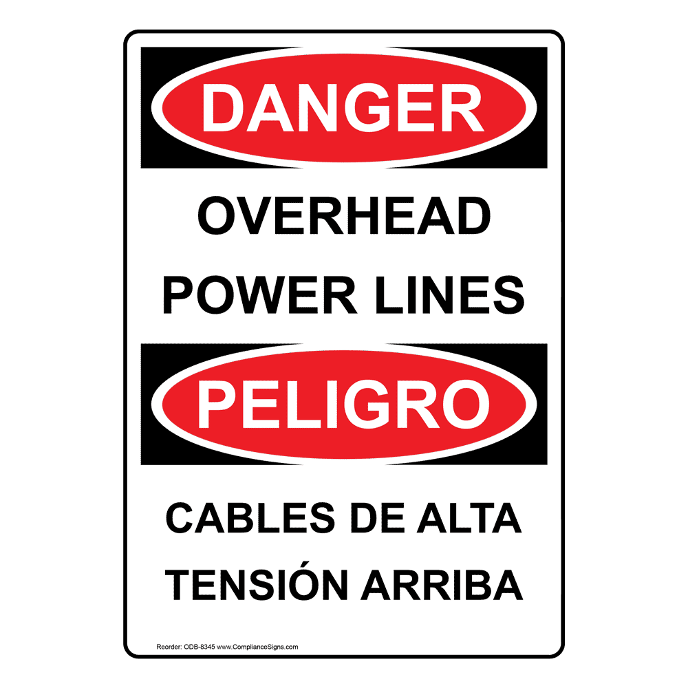 14 X... ComplianceSigns Vertical Aluminum OSHA DANGER Overhead Power Lines Sign 