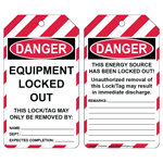 OSHA Danger Equipment Locked Out LOTO Tag