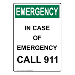 Portrait OSHA In Case Of Emergency Call 911 Sign OEEP-28954