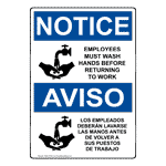 OSHA NOTICE Employees Must Wash Hands Bilingual Sign ONB-2780