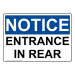 OSHA Entrance In Rear Sign ONE-29847