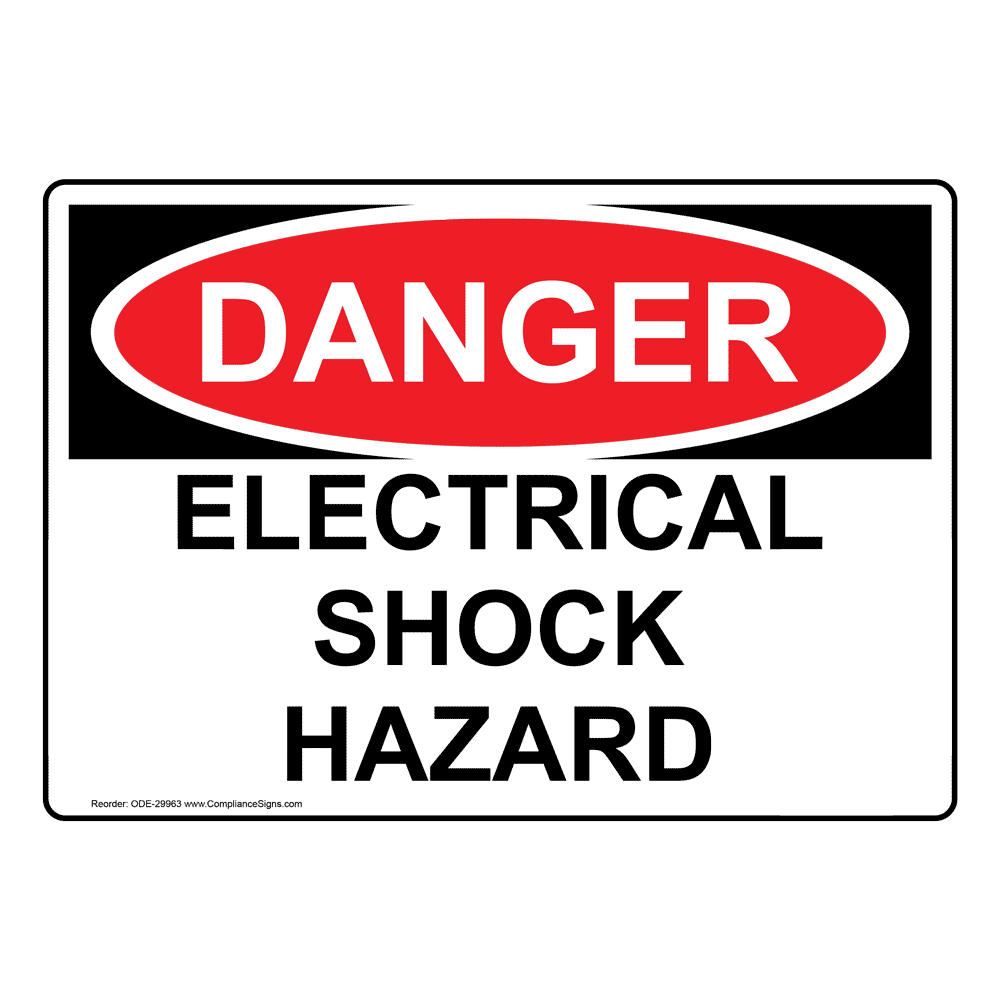 Rectangle White Electrical Shock Hazard Sign - OSHA