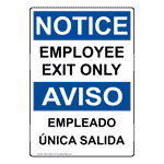 OSHA NOTICE Employee Exit Only Bilingual Sign ONB-16589 Enter / Exit