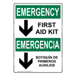 OSHA EMERGENCY First Aid Kit Bilingual Sign OEB-3060 First Aid