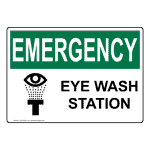 OSHA Emergency Eye Wash Station Sign With Symbol